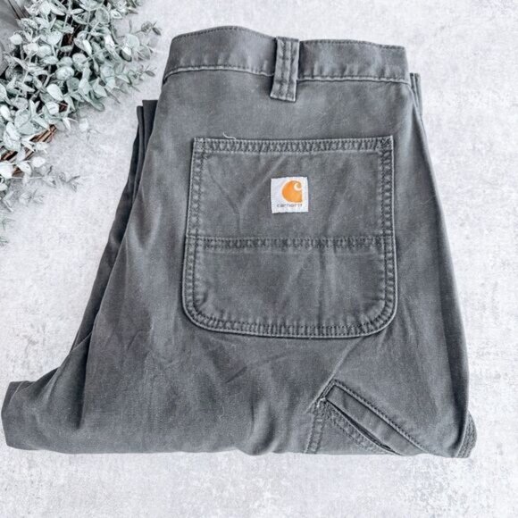 Carhartt Grey Canvas Relaxed Fit Pants Size 36x30 - Picture 1 of 10
